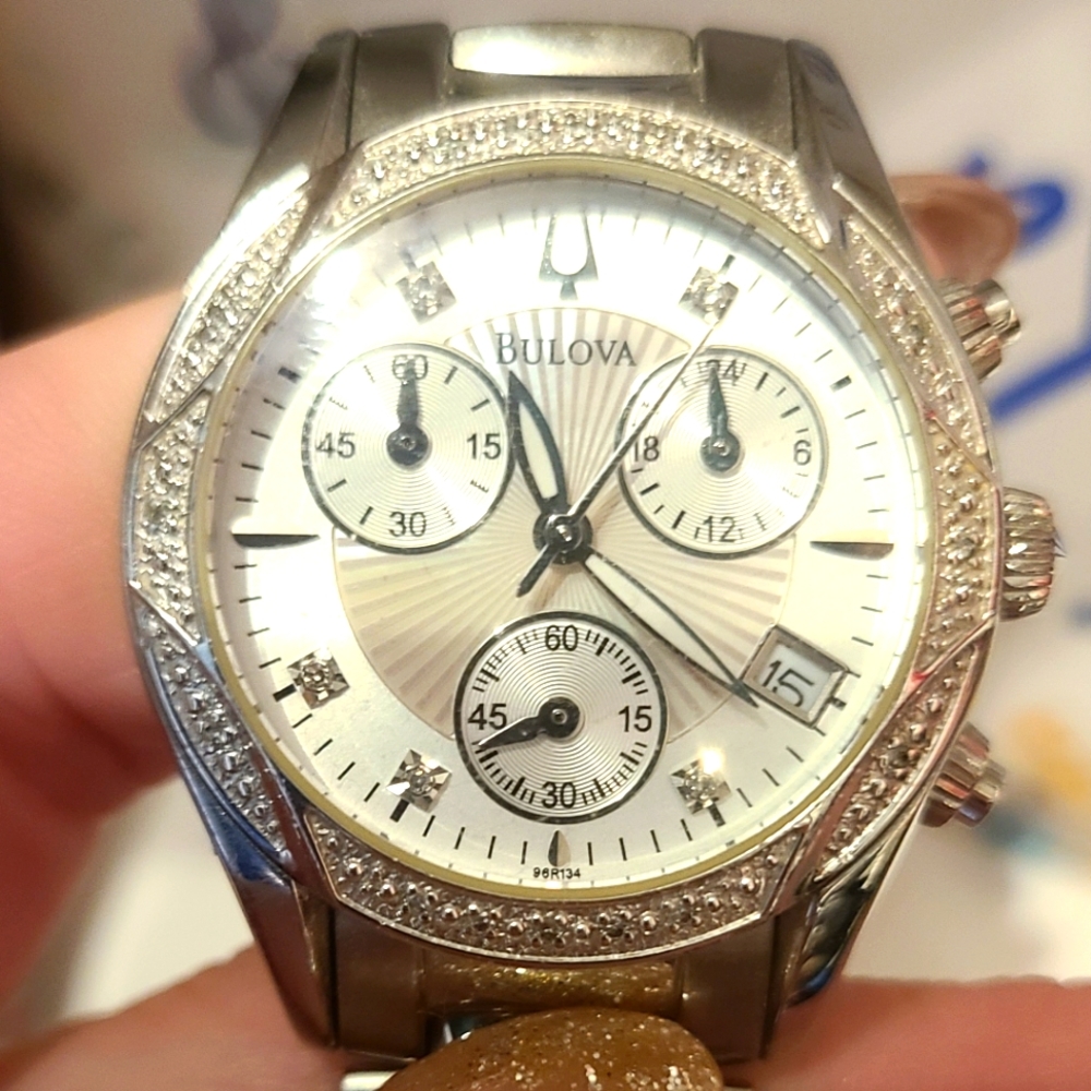 Bulova Ladies Diamond Watch Free Ship!